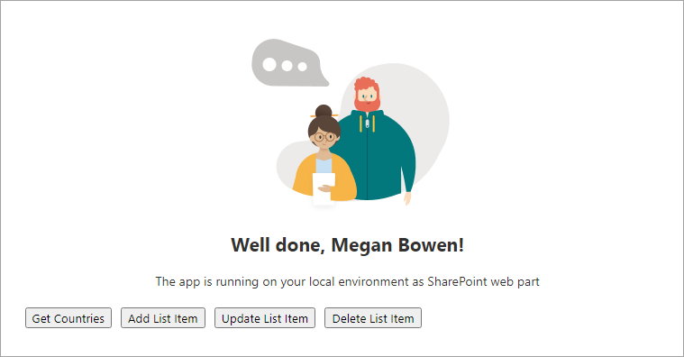 Screenshot of the web part with all buttons.