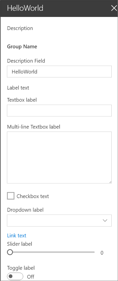 Screenshot of a property pane on a SharePoint modern page.