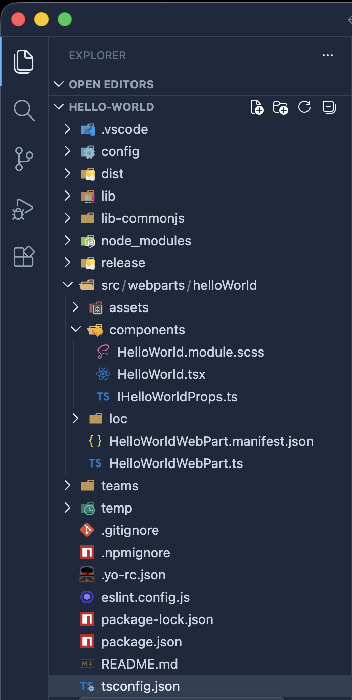 Screenshot of a SharePoint Framework project in VS Code.