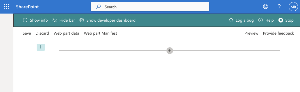 Screenshot of the SharePoint Workbench.