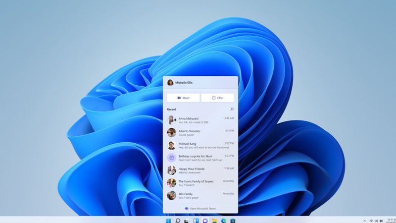 Screenshot of Teams and chat