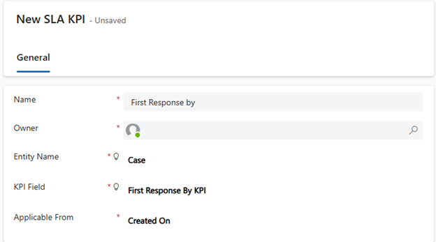 Screenshot showing a sample of setting up an S L A K P I.