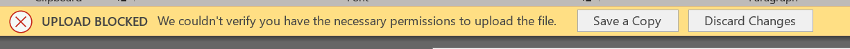 Screenshot of the Upload blocked error message.