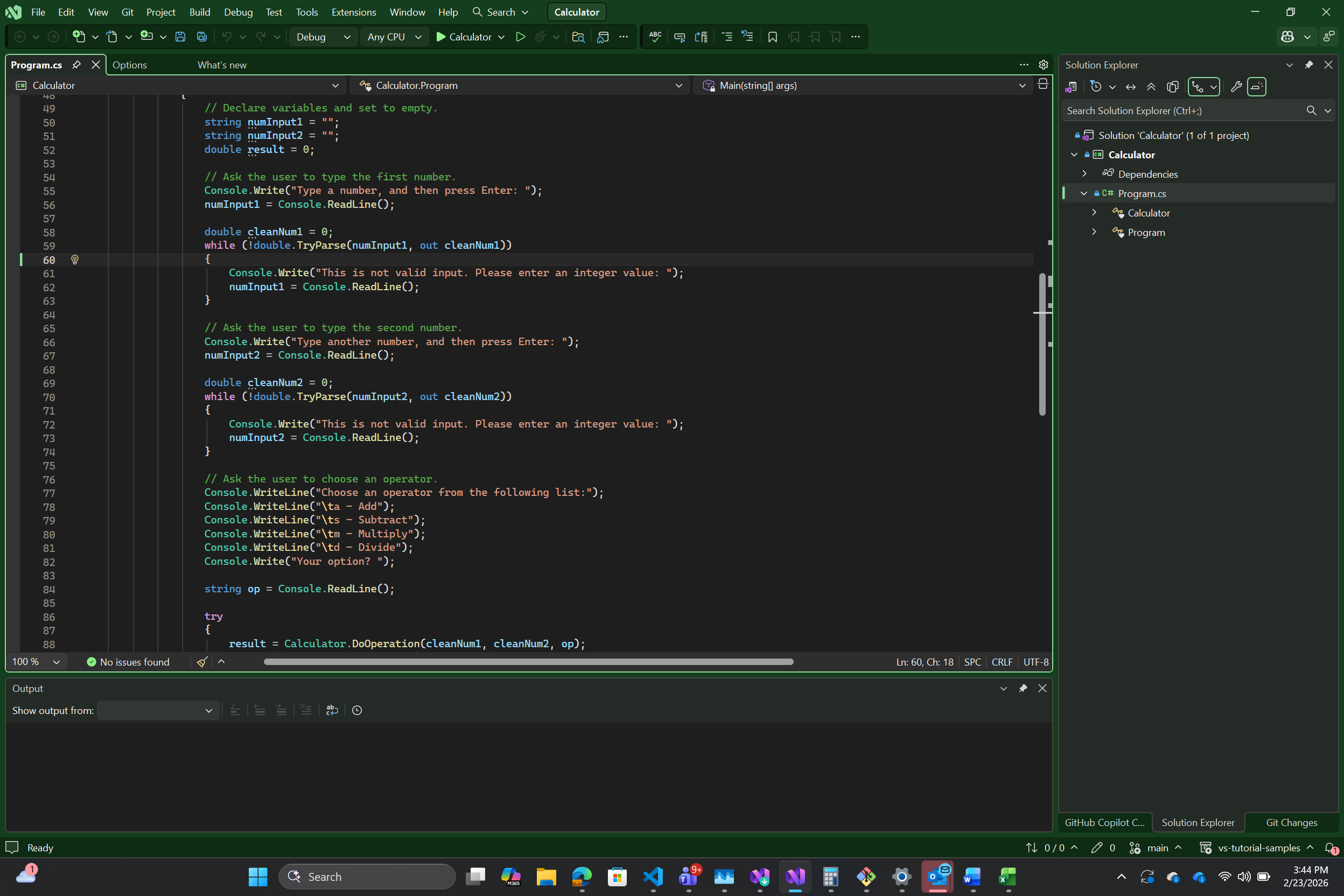 Screenshot of Visual Studio IDE using the Mystical Forest theme.