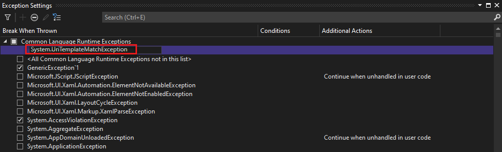 Type-The-Exception-Name Screenshot of Type exception name.
