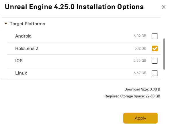 Change target platform in project settings