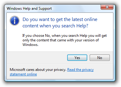 screen shot of the windows help dialog box 