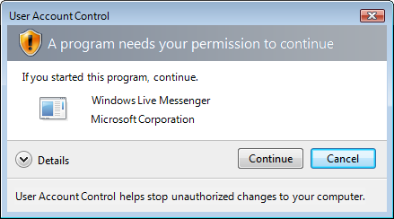 screen shot of a request to continue a program 
