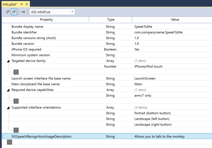 Adding NSSpeechRecognitionUsageDescription
