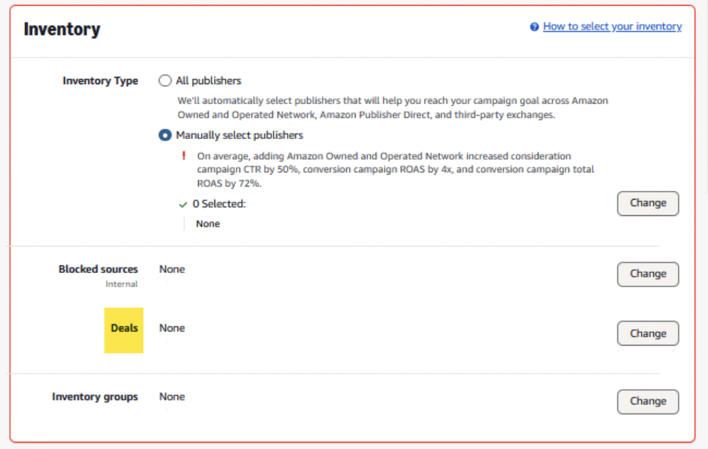 Screenshot that illustrates deal selection interface.
