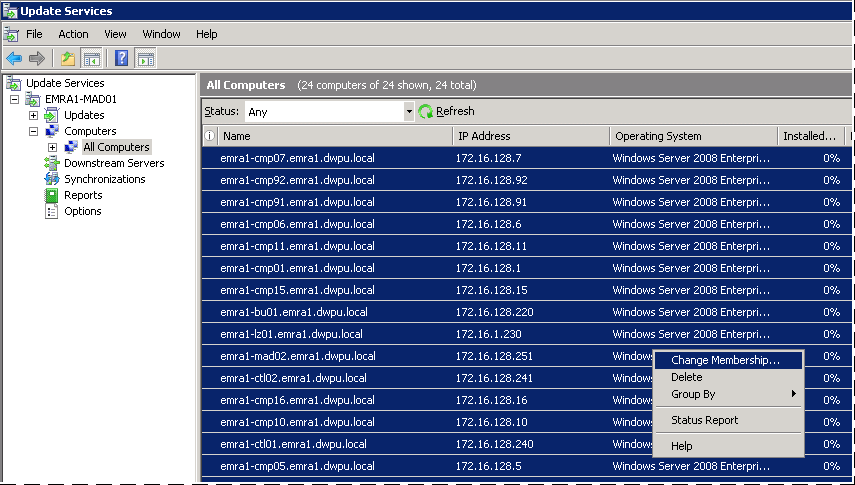 SQL_Server_PDW_WSUSChangeMembership Change membership for all PDW computers.