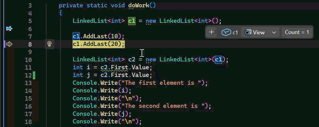 Animation that shows how to edit and continue with the 'Hot Reload' feature in the Visual Studio debugger.