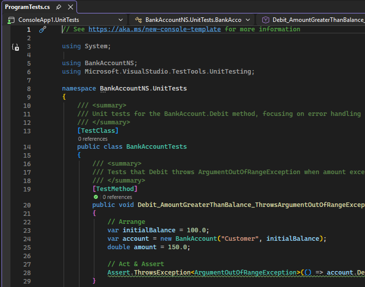 Screenshot of generated sample test.