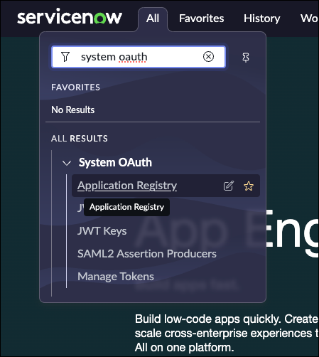 ServiceNow OAuth Application Registry
