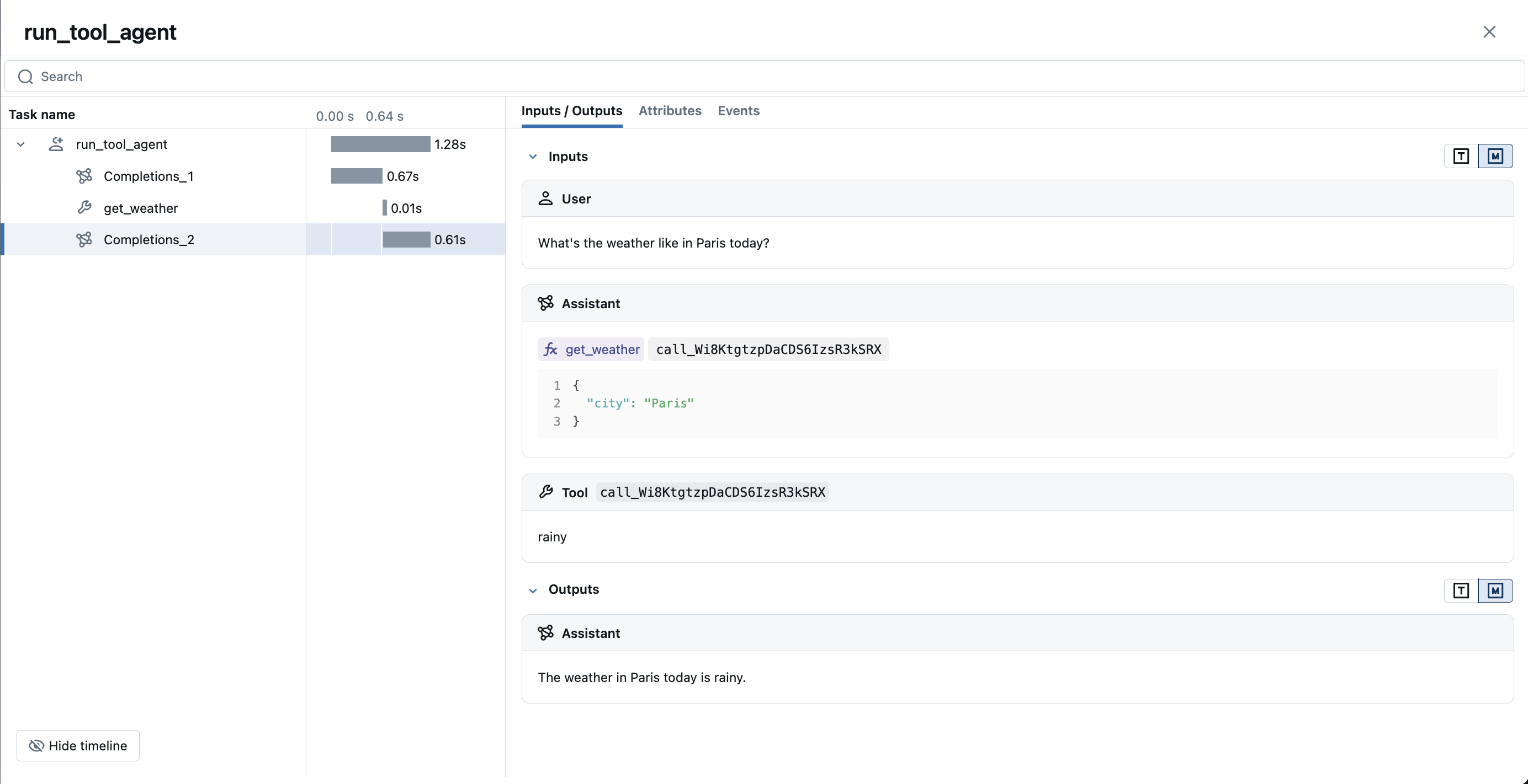 OpenAI Function Calling Trace