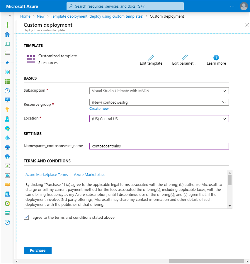 Deploy Resource Manager template.