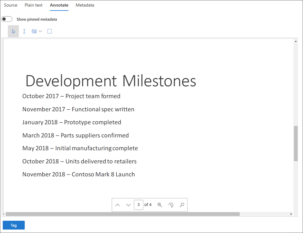 Screenshot of the review set annotate view showing markup and redaction tools for the selected item.