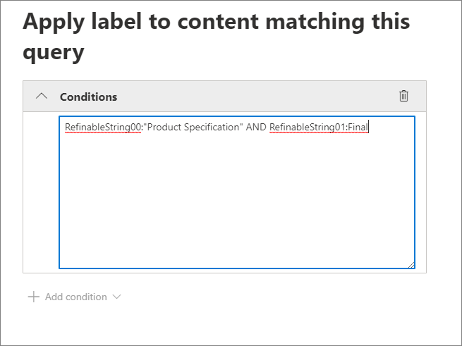 Screenshot of the Keyword query editor box with the specified query.