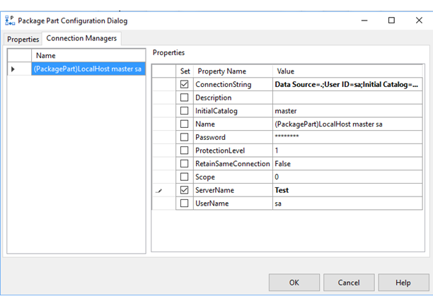 Connection Managers tab of the Template Configuration dialog box Connection Managers tab of the Template Configuration dialog box