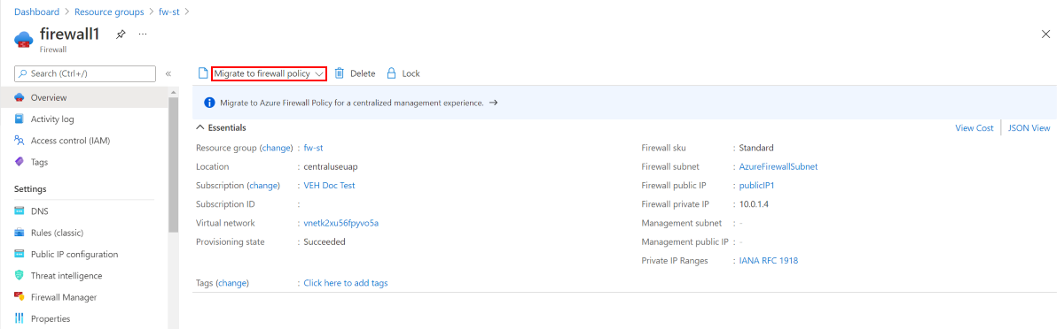 Migrate to firewall policy