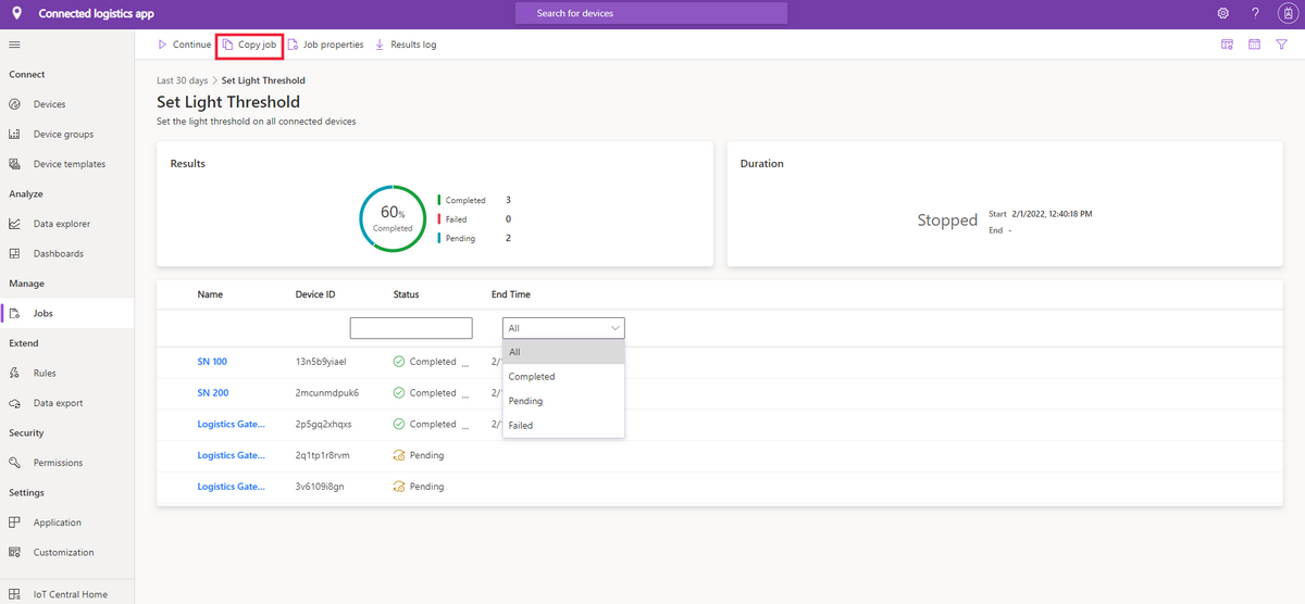 Create and run jobs in your Azure IoT Central application Microsoft Learn