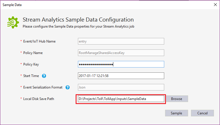 Sample data configuration