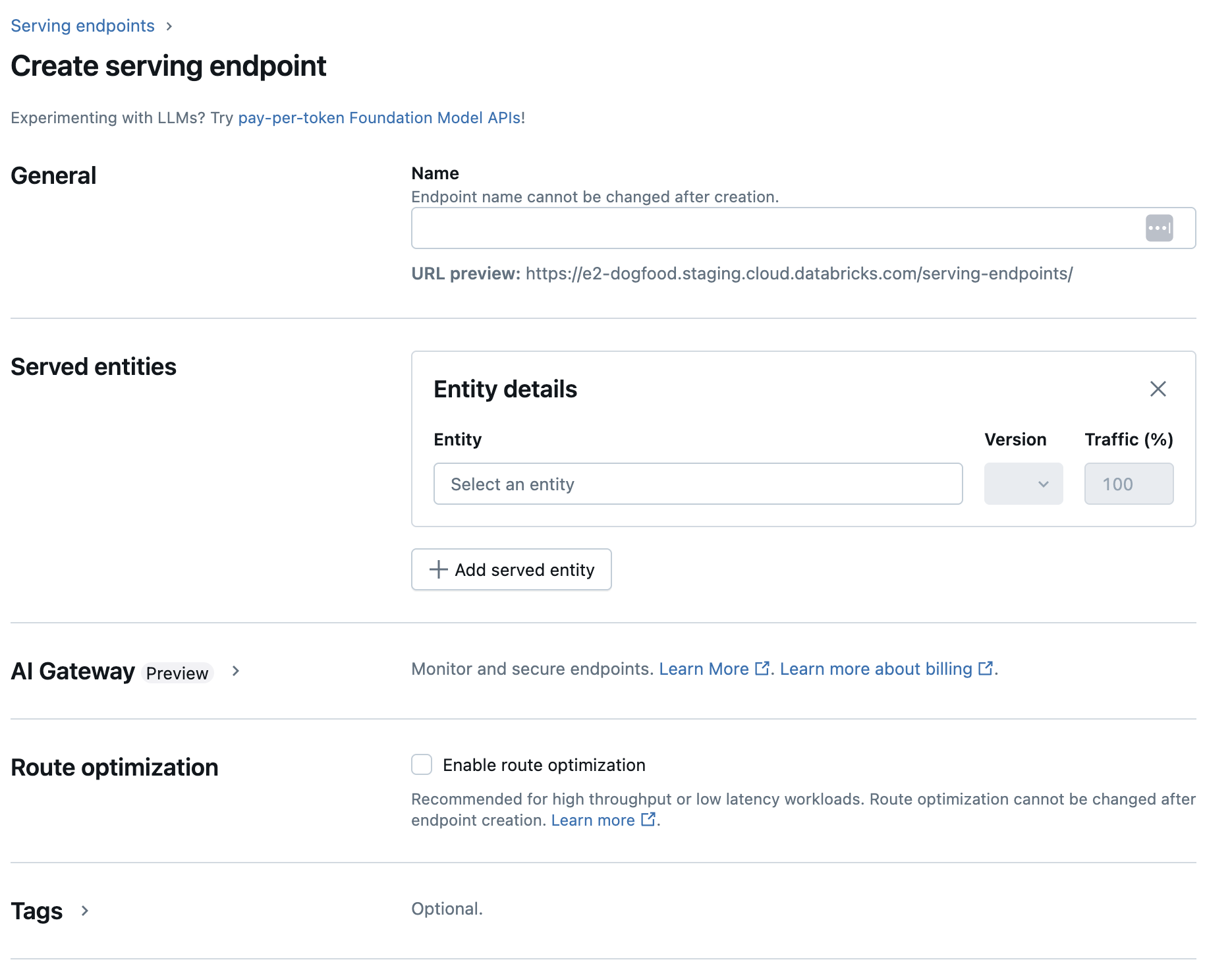 Create a model serving endpoint