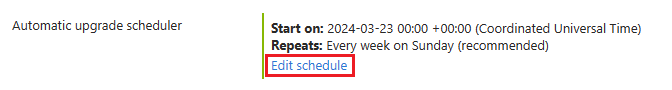 Screenshot shows the Edit schedule option in the Azure portal.