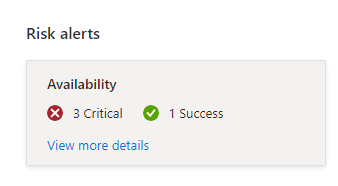 App Service Diagnose and solve problems Risk Alerts displays proactive App checks in a tile with a count of problems found and a link to view more details.