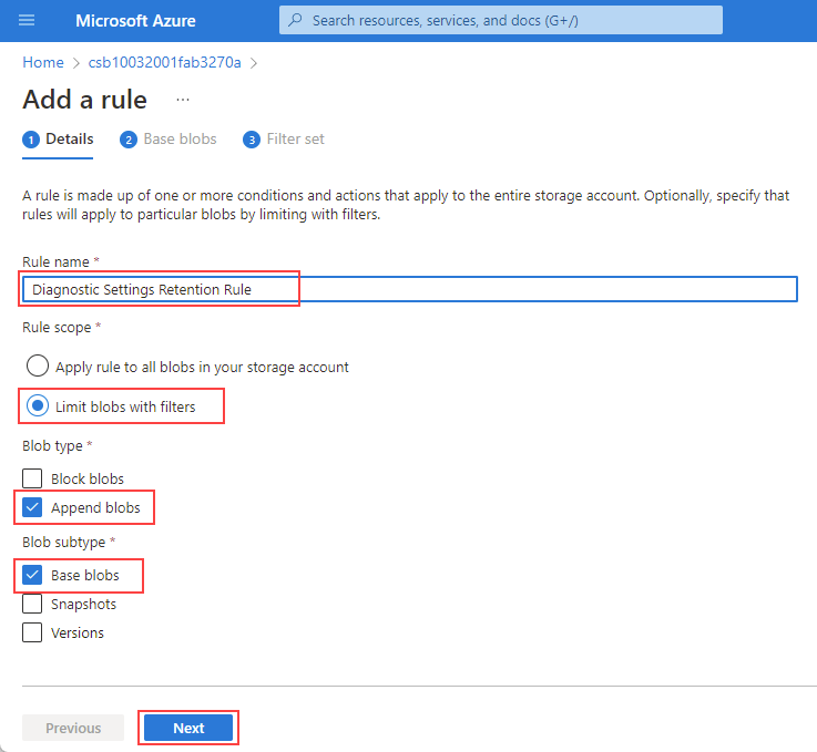 A screenshot showing the details tab for adding a lifecycle rule.