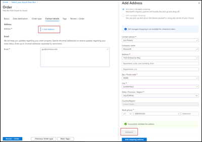 Screenshot of Data Box Disk contact details.