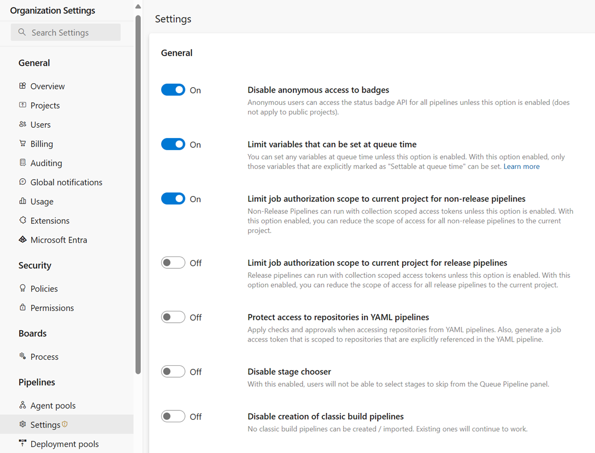 Screenshot of job authorization scope UI