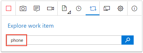 Screenshot showing search for a work item.