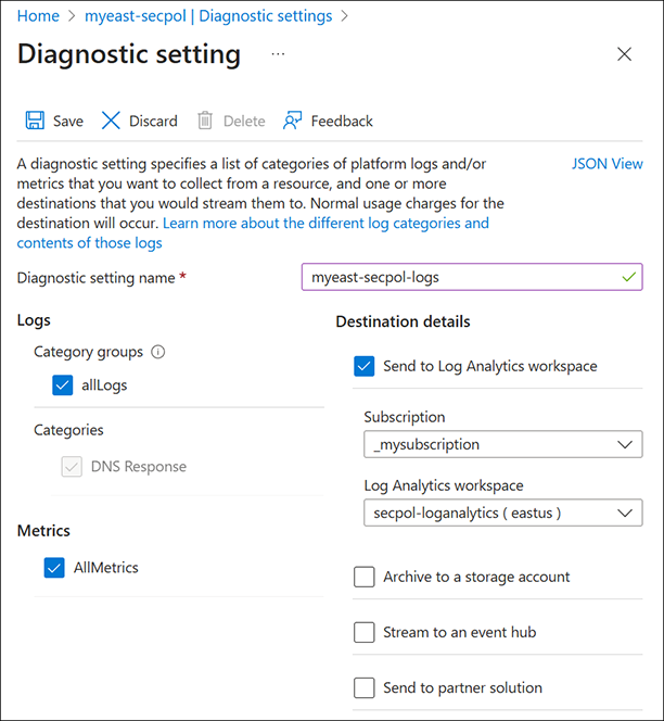 Screenshot of the diagnostic setting for resolver policy.