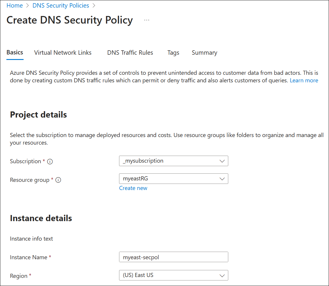 Screenshot of the Basics tab for resolver policy.