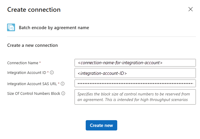 Create connection between batch encoder and integration account