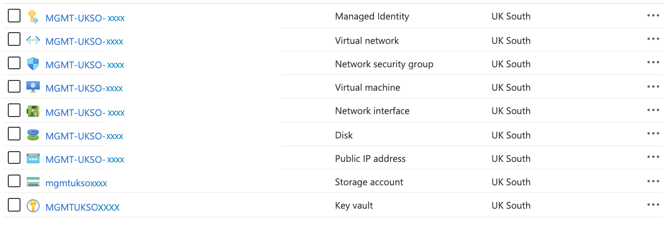 Screenshot that shows deployer resources in the Azure portal.