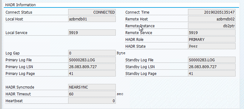 A screenshot of a HADR VM overview screen pre-migration.