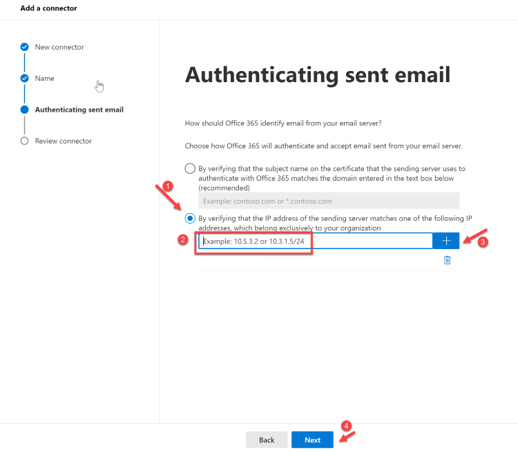 Screenshot of Microsoft 365 Admin Center verify IP.