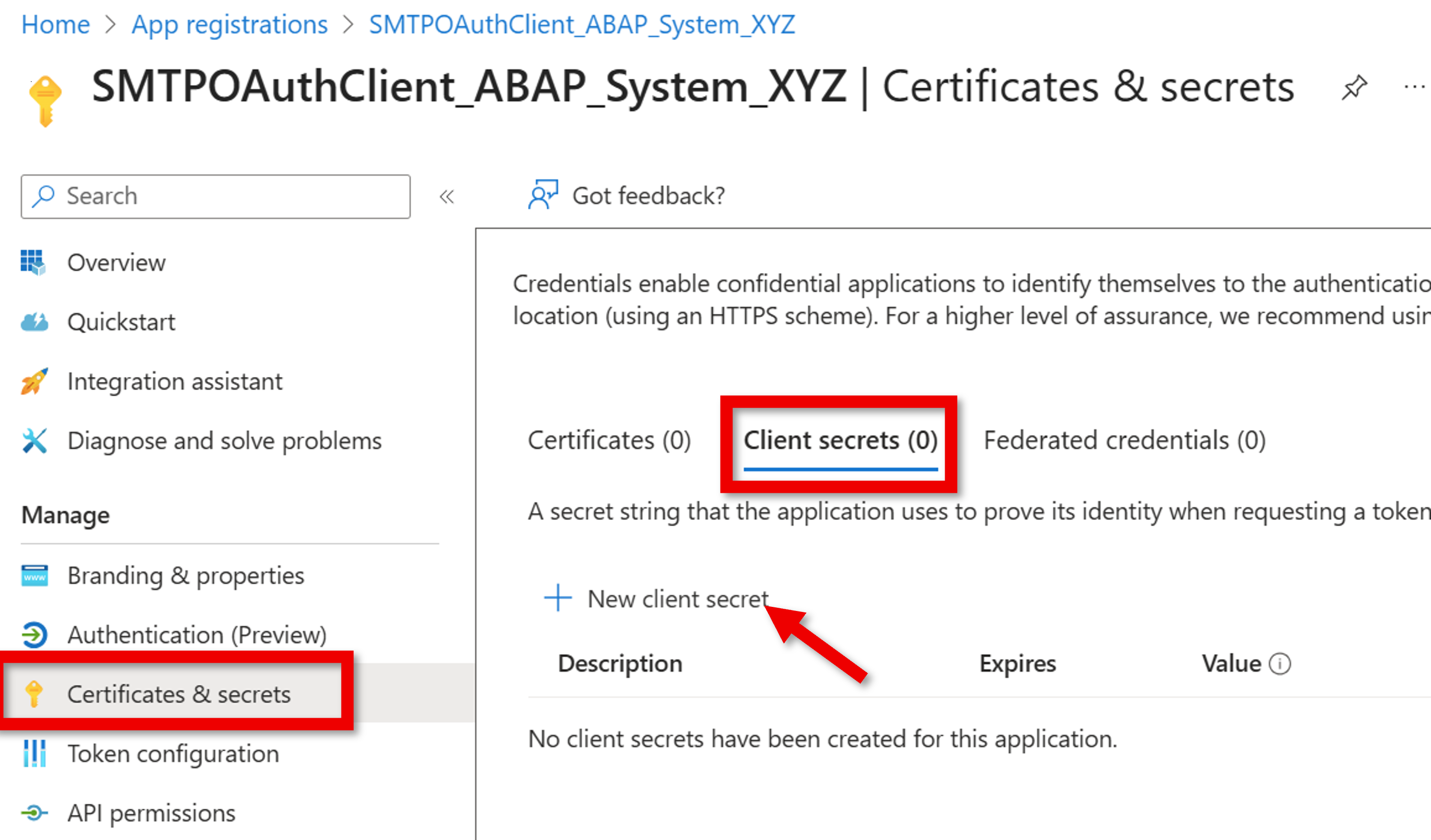 Screenshot of add secret.