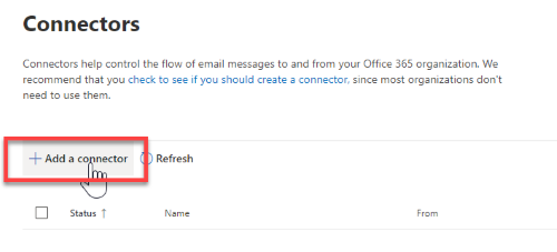 Screenshot of Microsoft 365 Admin Center connector add.