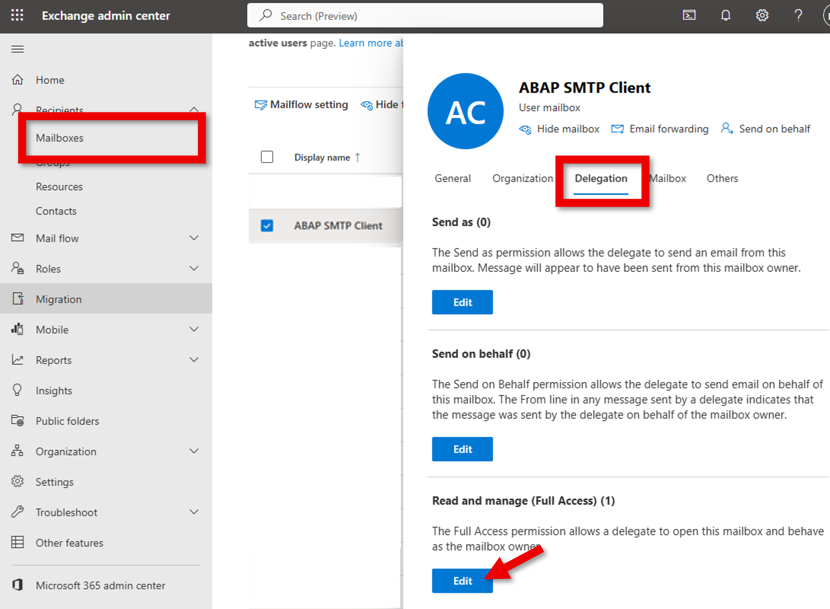 Screenshot of service principal registration.