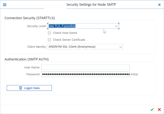 Screenshot of SMTP security config in SCOT.