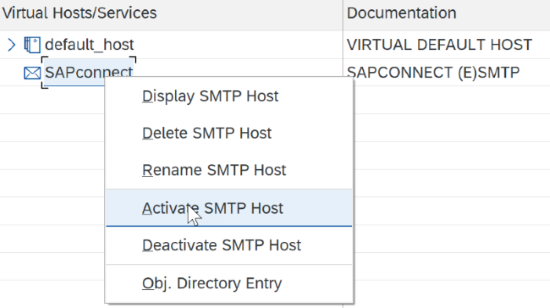 Screenshot of SAP Connect setting in SICF.