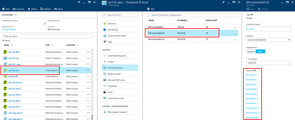 A screenshot of the new front-end IP address pool in the Azure portal.