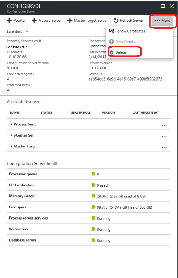 Delete configuration server