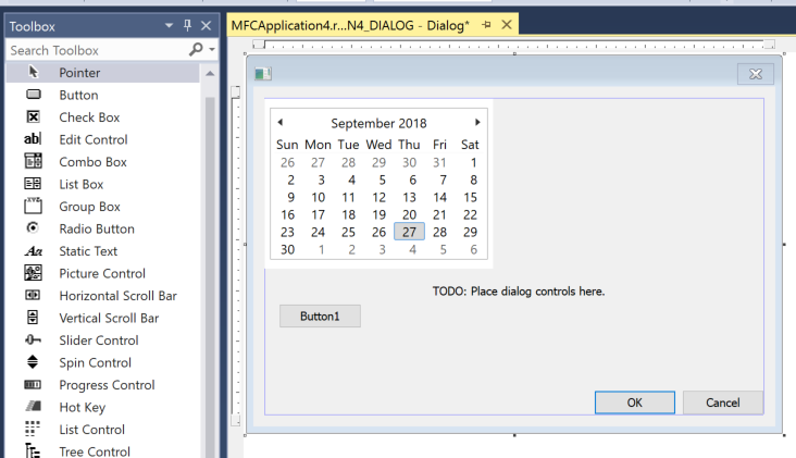 Visual Studio 2017 Toolbox and designer Screenshot of the Designer and Toolbox windows.