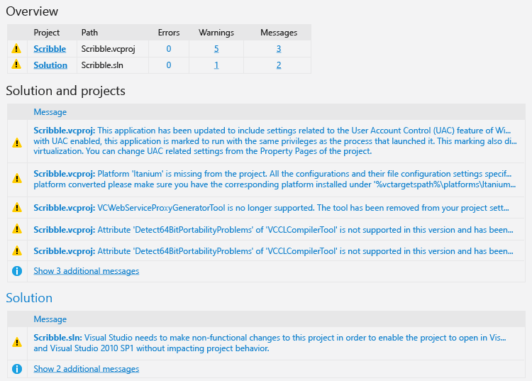 Upgrade Report Screenshot of the Upgrade Report.