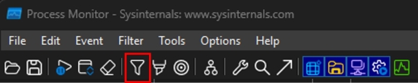 Screenshot that shows how to open the Filter window.