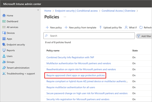 A screenshot of the Policies overview.